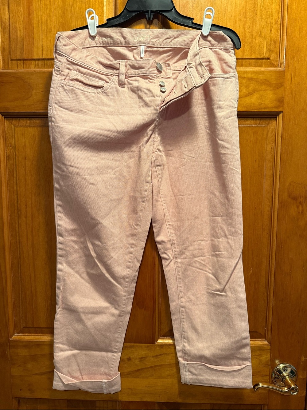 LOFT Pale Pink Cropped Stretch Jeans